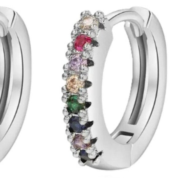 Lymphatic Germanium Magnetology Drainage Silver Electro-Plated Hoop Earrings - Picture 2 of 2